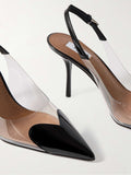 Le Coeur patent-leather and PVC slingback pumps