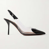 Le Coeur patent-leather and PVC slingback pumps