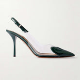 Le Coeur patent-leather and PVC slingback pumps