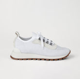 Sparkling cotton knit runners with shiny eyelets white