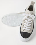 Cotton knit and suede sneakers with precious toe white
