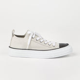Cotton knit and suede sneakers with precious toe white