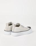 Cotton knit and suede sneakers with precious toe white