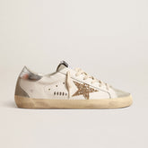 goldengoose Super-Star with gold glitter star and ice-gray suede inserts