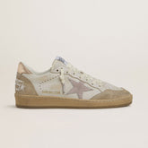 goldengoose with pink suede star and silver glitter edges and rose gold heel tab