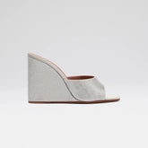 Lupita Crystal Wedge Silver Satin And White Crystals