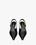 lee slingback pumps in glazed leather
