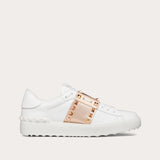 ROCKSTUD UNTITLED SNEAKER IN CALFSKIN LEATHER WITH METALLIC STRIPE WHITE