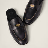 Bleached leather loafers
