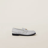 Vintage-effect leather penny loafers grey