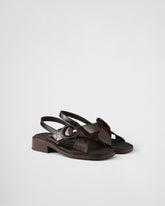 Brushed leather sandals with buckle