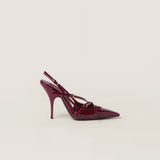 Patent leather slingbacks with buckles