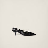 Fabric slingbacks with straps black