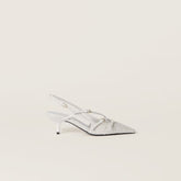 Fabric slingbacks with straps white