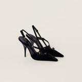 Velvet slingbacks with straps black