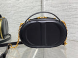 Black Pig Nose Camera Bag Oval Design, Chain Strap & Daily Essential