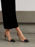 Le Coeur patent-leather and PVC slingback pumps