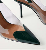 Le Coeur patent-leather and PVC slingback pumps
