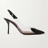 Le Coeur patent-leather and PVC slingback pumps