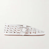 Perforated leather ballet flats while