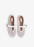 BALLET FLATS WITH STUDS ON FISHNET