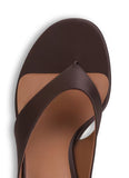 DARK BROWN CUBE THONG MULES IN SATIN