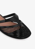 Fishnet Mule Sandals: Sexy French Flats with Brand Legacy black