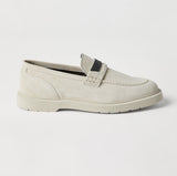 Suede penny loafer white