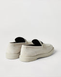 Suede penny loafer white