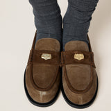 Velvet and suede Penny loafers brown