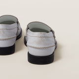 Vintage-effect leather penny loafers grey