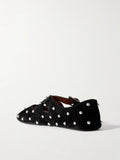 Criss Cross studded suede ballet flats black