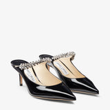 Bing 65 Black Patent Leather Mules with Crystal Strap