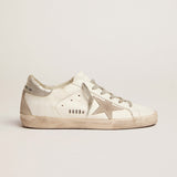 goldengoose Super-Star with silver heel tab and metal stud lettering