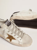 Women Super-Star in nappa leather with gold glitter star and black glitter heel tab