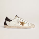 goldengoose Super-Star in nappa leather with gold glitter star and black glitter heel tab