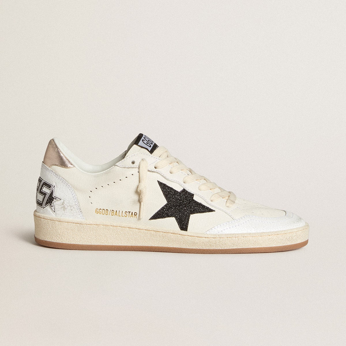 goldengoose Ball Star in nappa with glitter star and metallic nappa heel tab