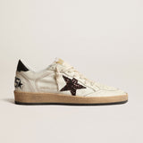 goldengoose Star with chicory-coffee glitter star and black leather heel tab