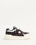 valentino One Stud Xl Low-Top Sneaker In Nappa Leather And Toile Iconographe Fabric