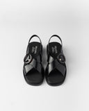 Brushed leather sandals with buckle