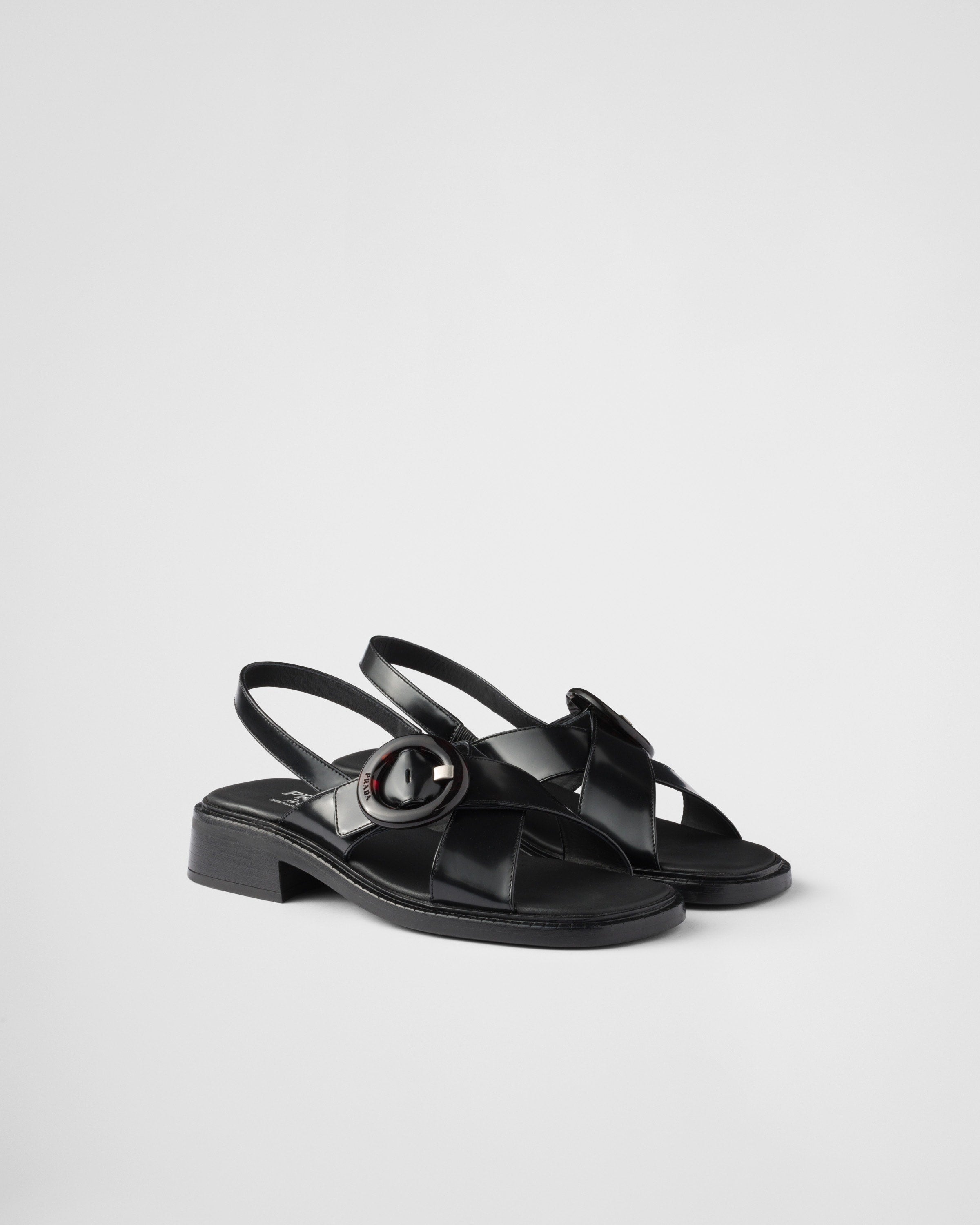   Brushed leather sandals with buckle