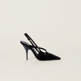 Velvet slingbacks with straps black
