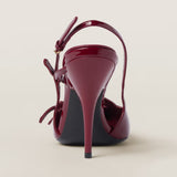 Patent leather slingbacks with buckles
