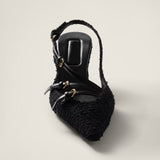 Fabric slingbacks with straps black