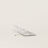 Fabric slingbacks with straps white