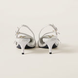 Fabric slingbacks with straps white