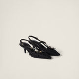 Fabric slingbacks with straps black